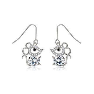 Sterling Silver Fashion Cute Mouse Cubic Zircon Earrings Silver - One Size