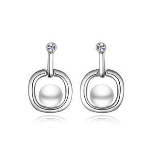 Simple Elegant Fashion Pearl Earrings Silver - One Size