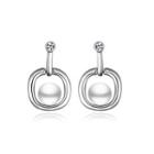 Simple Elegant Fashion Pearl Earrings Silver - One Size