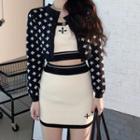 Cropped Tank Top / Long-sleeve Shrug / Mini Skirt