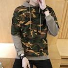 Camouflage Panel Mock Two-piece Hoodie