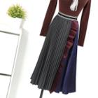 Ruffle Panel Pleated Skirt Blue - One Size