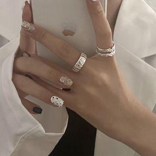 Irregular 925 Sterling Silver Open Ring 925 Silver - Silver - One Size