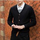 V-neck Elbow Patch Cardigan
