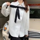 Asymmetrical Bow Shirt With Bow - Shirt - White - One Size