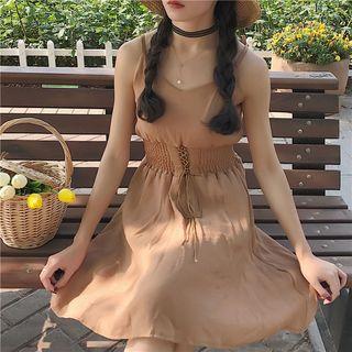 V-neck Tie Waist Spaghetti Strap Dress