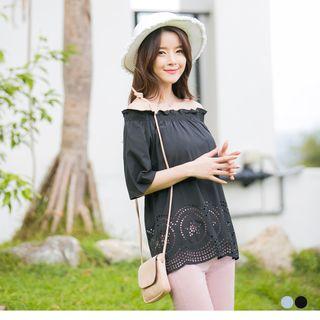 Cutout Floral Design Blouse