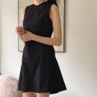 Sleeveless Open-back Mini A-line Dress Black - One Size