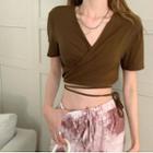 Short-sleeve Tie-side Cropped T-shirt
