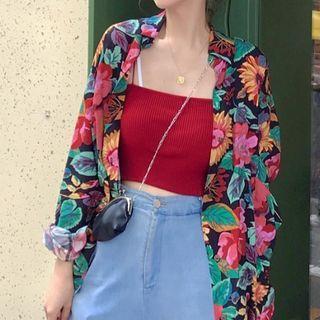 Floral Print Shirt / Camisole Top