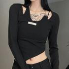 Long-sleeve Paneled Asymmetrical T-shirt