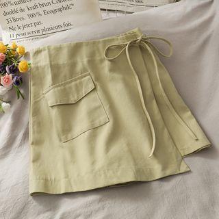 Tie-waist Asymmetric Mini Skort