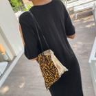 Contrast-panel Leopard Shopper Bag