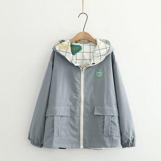 Two-way Embroidered Printed Hooded Jacket