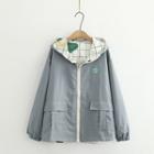 Two-way Embroidered Printed Hooded Jacket