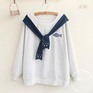 Animal Tie-neck Sweatshirt
