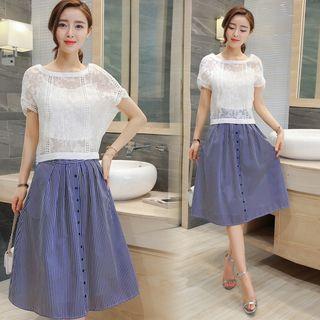 Set: Tulle Top + Striped Skirt