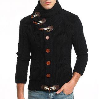 Chunky Knit High-neck Cardigan