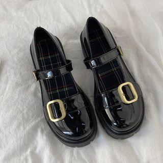 Buckle Detail Platform Block Heel Mary Jane Shoes
