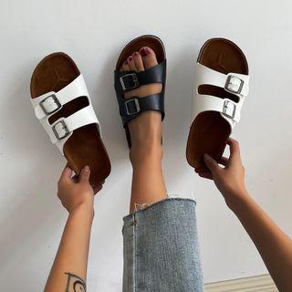 Plain Buckle Slide Sandals