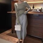 V-neck Knit Top / Harem Pants