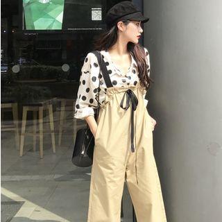 Polka Dot Shirt / Wide-leg Jumper Pants