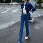 Denim Shirt Jacket / High-waist Straight-cut Jeans
