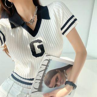 Collared Loose-fit Crop T-shirt