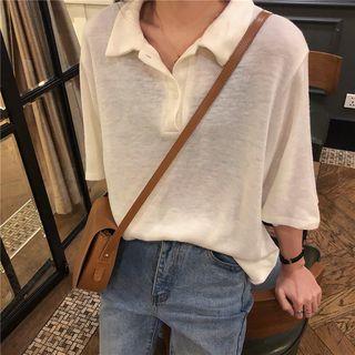 Plain 3/4-sleeve Polo Shirt