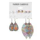 5 Pair Set: Leaf / Rhinestone / Faux Pearl / Alloy Earring (various Designs) 52500 - Set Of 5 Pairs - Assorted - One Size