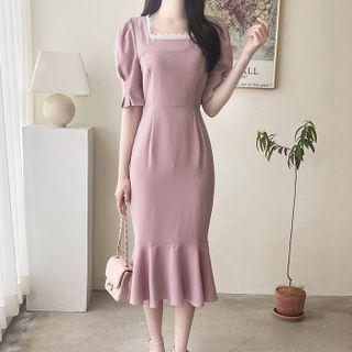 Lace-trim Midi Mermaid Dress