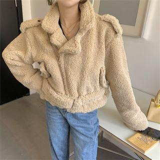 Fleece Loose-fit Biker Jacket / Striped Slim-fit Cardigan