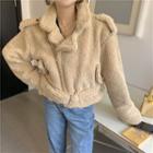Fleece Loose-fit Biker Jacket / Striped Slim-fit Cardigan
