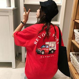 Short-sleeve Mail Truck Print T-shirt