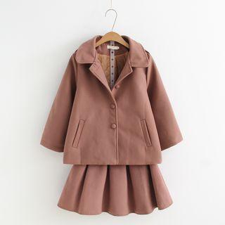 Set: Single Breasted Coat + Pleated A-line Skirt