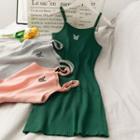 Butterfly-embroidered Sleeveless Dress