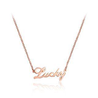 Fashion Simple Plated Rose Gold 316l Stainless Steel English Alphabet Lucky Necklace Rose Gold - One Size