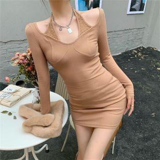 Cold-shoulder Knit Mini Sheath Dress Dress - One Size