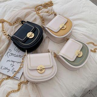 Two-tone Saddle Crossbody Bag