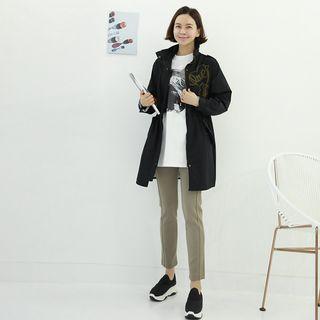 High-neck Heart Appliqu  Parka