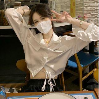 Tie-strap Cropped Blouse White - One Size