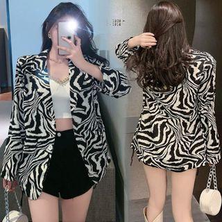 Zebra Print Blazer / Spaghetti Strap Crop Top