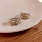 Rhinestone Layered Earring 1 Pair - Silver Needle - Gold - One Size