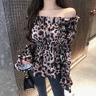 Off-shoulder Leopard Print Top Leopard - One Size