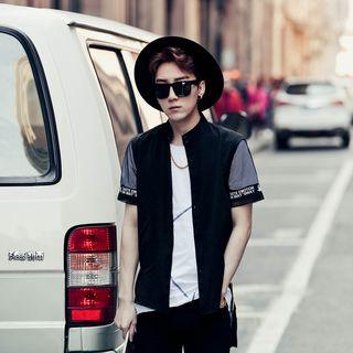 Mesh Panel Short-sleeve Shirt