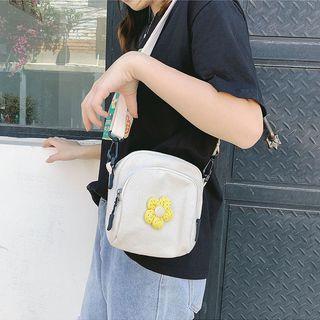 Flower-detail Canvas Crossbody Bag