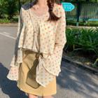 Ruffle Trim Long-sleeve Top / High-waist Mini A-line Skirt (various Designs)