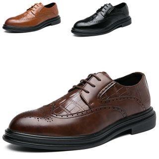 Faux-leather Wing-tip Oxfords
