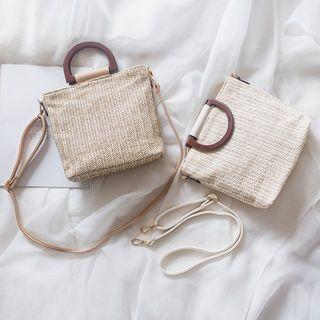 Straw Crossbody Bag  - Khaki