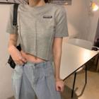 Short-sleeve Applique Cropped T-shirt